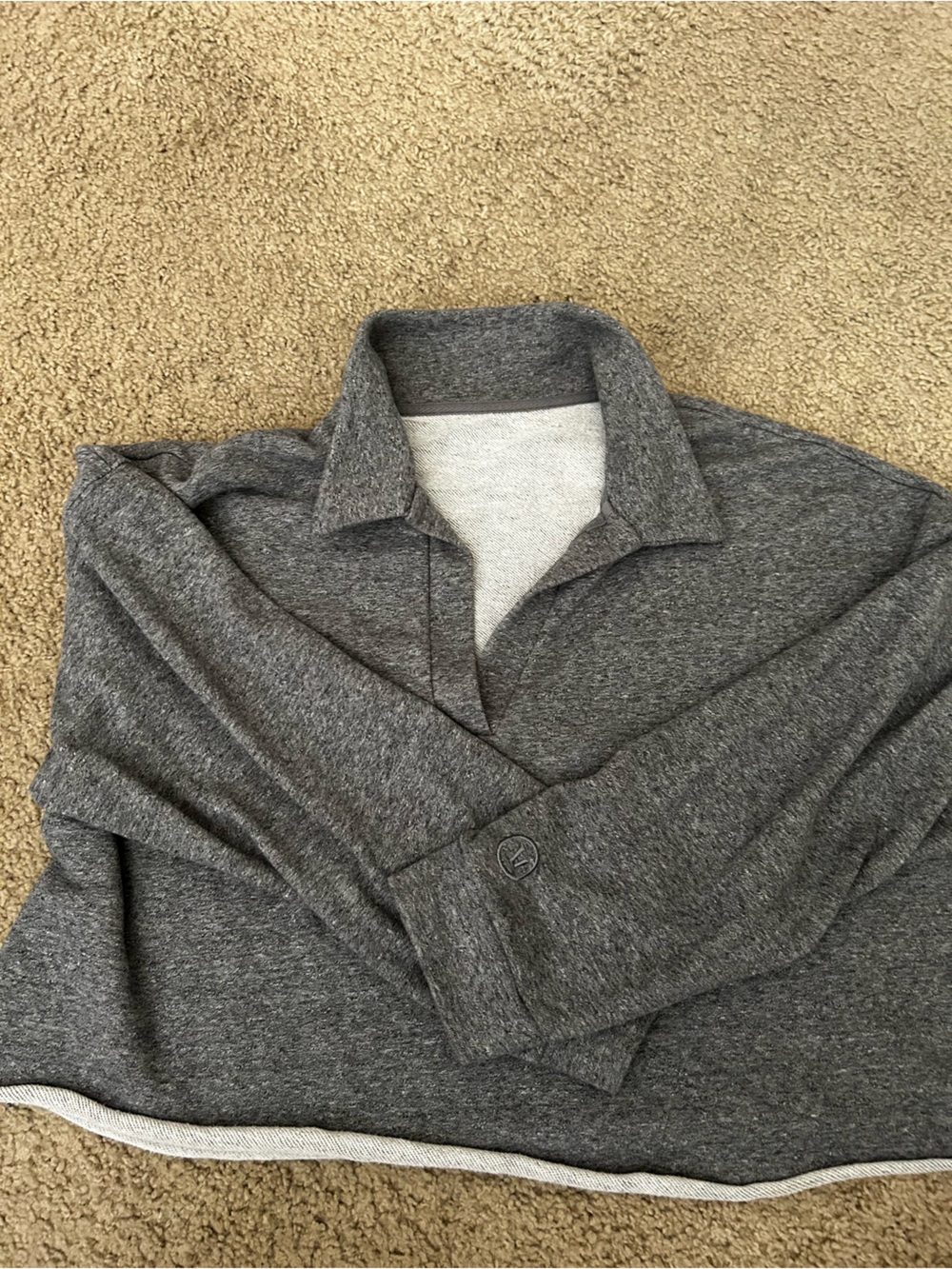 Vuori Gray Collared Pullover Sweater